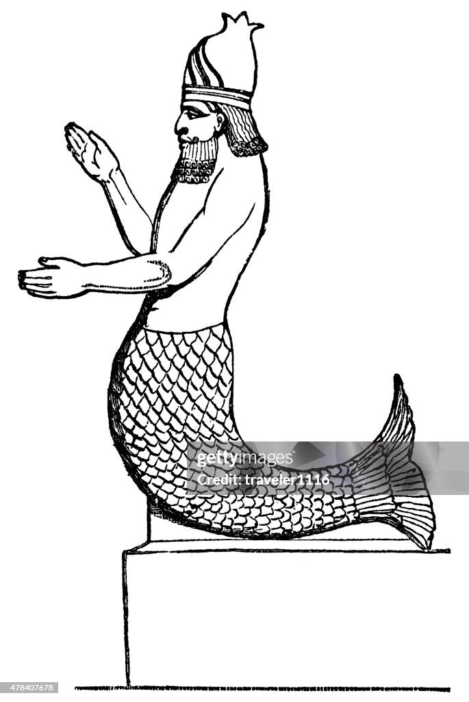 Dagon The Fish God Assyrian Babylonian Gods High-Res Vector Graphic ...
