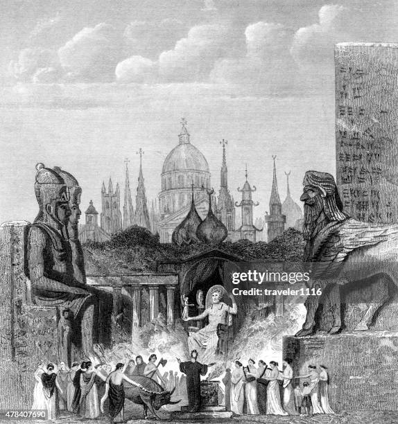 religions from around the world and throughout history - babylonian civilization stock illustrations