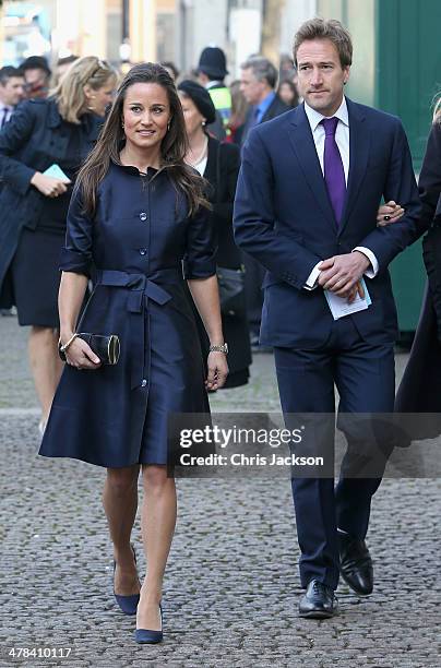 Pippa Middleton and Ben Fogle attends a memorial service for Sir David Frost at Westminster Abbey on March 13, 2014 in London, England.