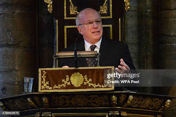 Greg Dyke, Chairman of the English Football Association, during a memorial service for British broadcaster David Frost at Westminster Abbey on March...