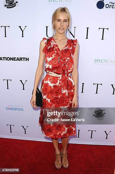 Actress Isabel Lucas attends the world premiere screening of "Unity" at DGA Theater on June 24, 2015 in Los Angeles, California.