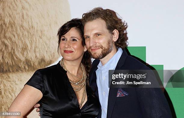 Actor Sebastian Arcelus and guest attend the "Ted 2" New York premiere at Ziegfeld Theater on June 24, 2015 in New York City.