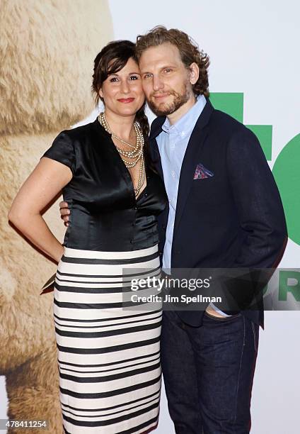 Actor Sebastian Arcelus and guest attend the "Ted 2" New York premiere at Ziegfeld Theater on June 24, 2015 in New York City.