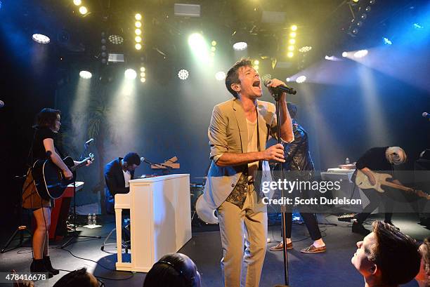 Singer Nate Ruess performs onstage during his record release party at Teragram Ballroom on June 24, 2015 in Los Angeles, California.