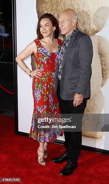 Sunny Ozell and actor Patrick Stewart attend the "Ted 2" New York premiere at Ziegfeld Theater on June 24, 2015 in New York City.