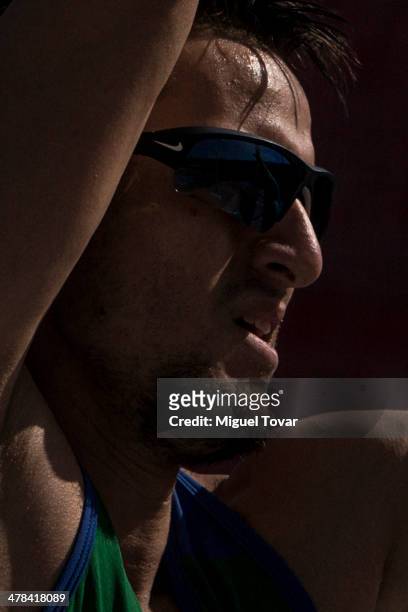 Augusto Dutra Da Silva of Brazil competes in Men's pole vault during day seven of the X South American Games Santiago 2014 at Estadio Nacional de...
