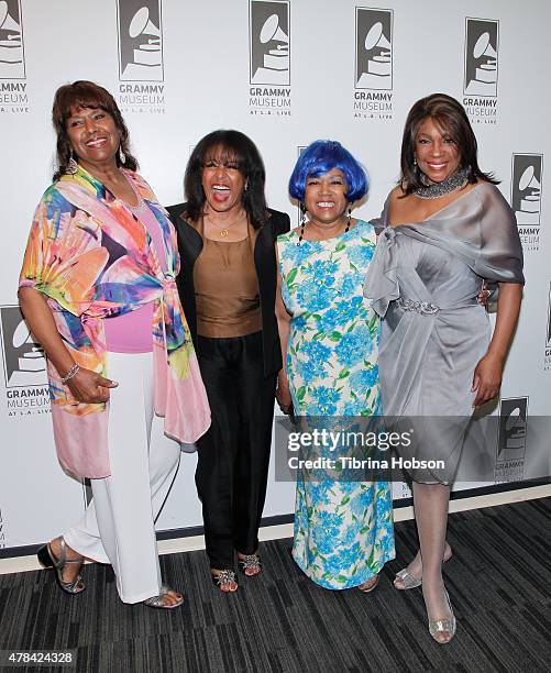 Jean Terrell, Scherrie Payne, Susaye Greene and Mary Wilson attend an evening with Mary Wilson of The Supremes at The GRAMMY Museum on June 24, 2015...