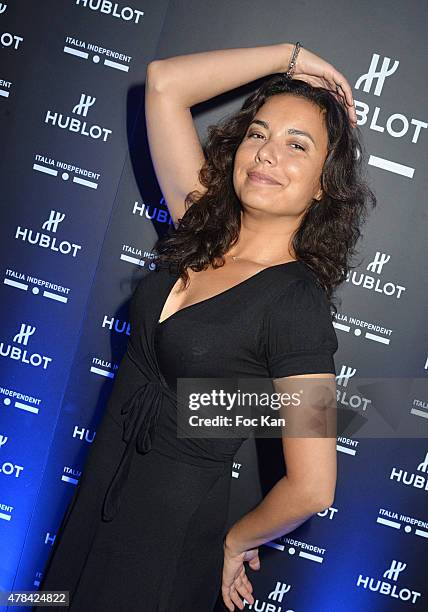 Presenter Anais Baydemir attends the 'Hublot Blue' cocktail party At Monsieur Bleu - Palais De Tokyo on June 24, 2015 in Paris, France.