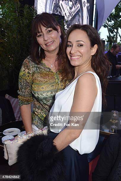 Producer Elisabeth Deshayes and Sanaa Alaoui attend the 'Hublot Blue' cocktail party At Monsieur Bleu - Palais De Tokyo on June 24, 2015 in Paris,...