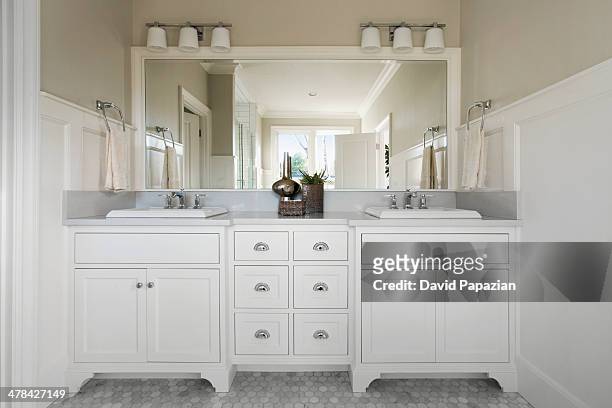 master bathroom with marble flooring - vanity stock pictures, royalty-free photos & images