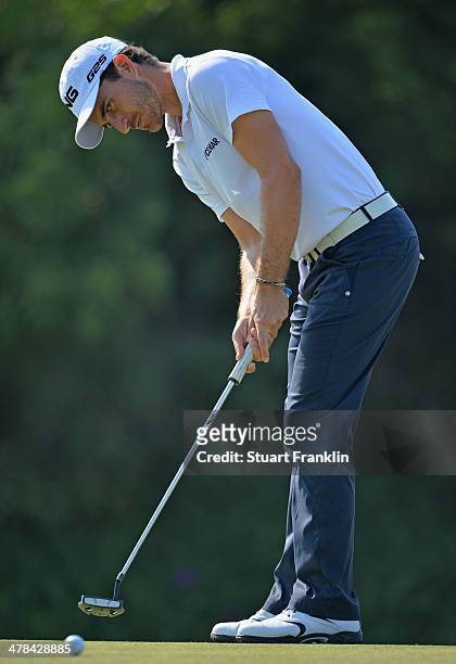 Alejandro Canizares of Spain putts during the first round of the Trophee du Hassan II Golf at Golf du Palais Royal on March 13, 2014 in Agadir,...