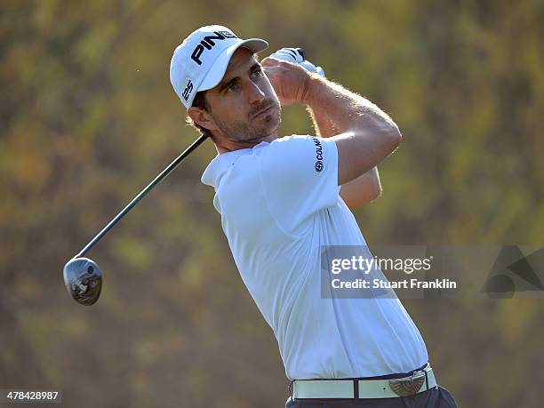 Alejandro Canizares of Spain plays a shot during the first round of the Trophee du Hassan II Golf at Golf du Palais Royal on March 13, 2014 in...