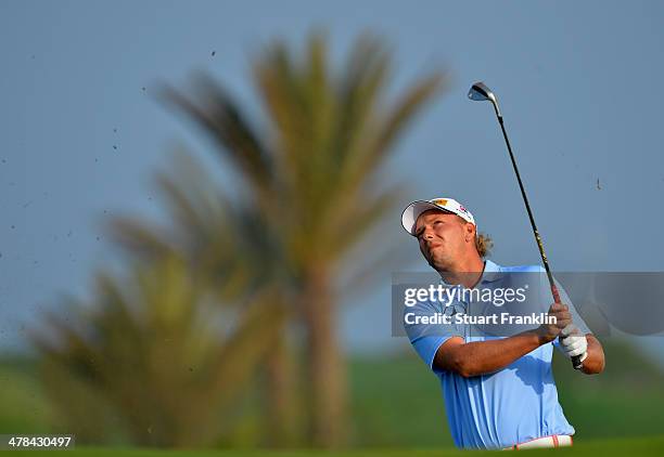 Marcel Siem of Germany plays a shot during the first round of the Trophee du Hassan II Golf at Golf du Palais Royal on March 13, 2014 in Agadir,...