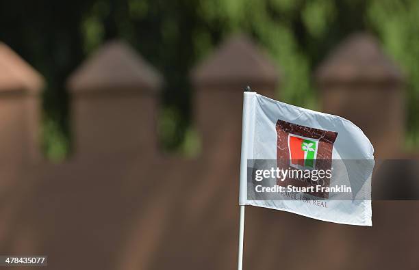 Flag flys during the first round of the Trophee du Hassan II Golf at Golf du Palais Royal on March 13, 2014 in Agadir, Morocco.