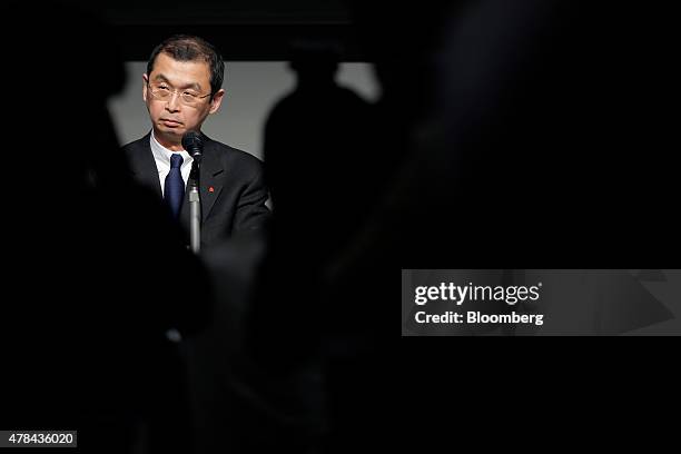 Shigehisa Takada, chairman and president of Takata Corp., pauses during a news conference in Tokyo, Japan, on Thursday, June 25, 2015. Takada made...