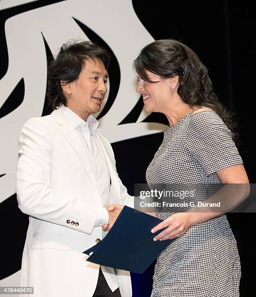 Tham Khai Meng, Worldwide Chief Creative Officer of Ogilvy & Mather and Monica Lewinsky attend the Ogilvy & Mather Seminar during the Cannes Lions...