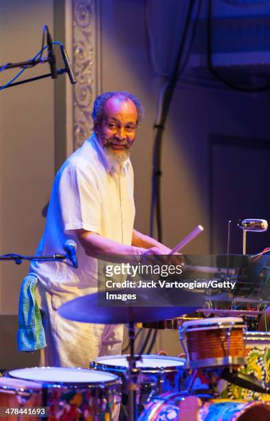 American avant-garde and free jazz drummer and percussionist Milford Graves leads his Afro Cuban Roots Band during the Vision Festival 18 'Milford...