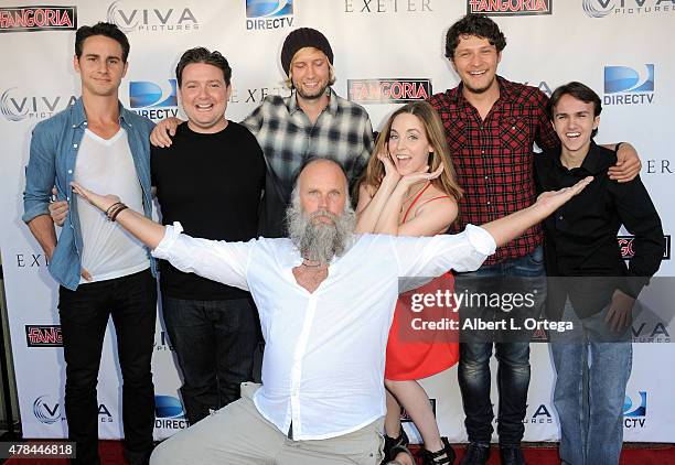 The cast of ' Exeter' Kelly Blatz, Nick Nicotera, Nick Nordella, Brittany Curan, Brett Dier, Michael Ormsby and director Marcus Nispel arrive for the...