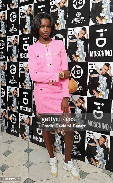 Leomie Anderson attends the i-D 35 x Jeremy Scott for Moschino party celebrating i-D Magazine's 35th anniversary at Il Bottaccio on June 24, 2015 in...