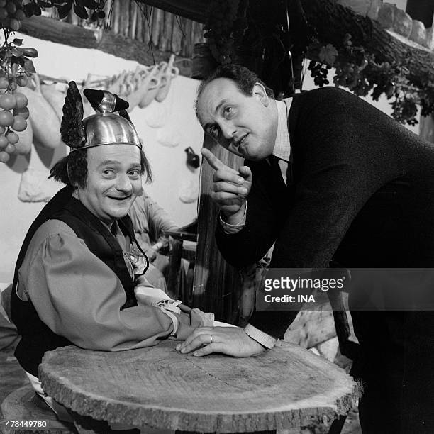 Rene Goscinny and Pierre Tchernia during the shooting of the television film ""Two Romain in Gaul"", inspired by the comic strip ""Asterix the Gaul""