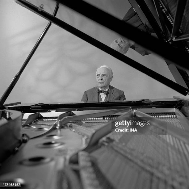 Robert Casadesus in the piano for the program ""Year Beethoven""
