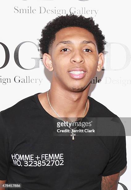 Draft prospect Cameron Payne attends Smile Design Gallery's 'The Art Of The Game" Pop Up Art Installation Experience at on June 24, 2015 in New York...