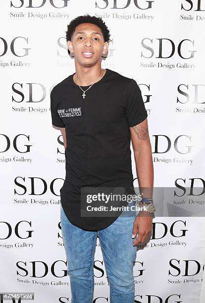 Draft prospect Cameron Payne attends Smile Design Gallery's 'The Art Of The Game" Pop Up Art Installation Experience at on June 24, 2015 in New York...