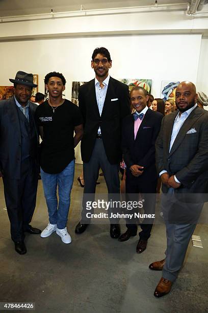 Rolling Out magazine founder Munson Steed, NBA player Cameron Payne, NBA player Satnam Singh, Dr. Lee Gause, and sports agent Travis King attend "The...