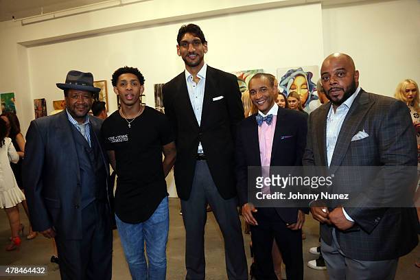 Rolling Out magazine founder Munson Steed, NBA player Cameron Payne, NBA player Satnam Singh, Dr. Lee Gause, and sports agent Travis King attend "The...