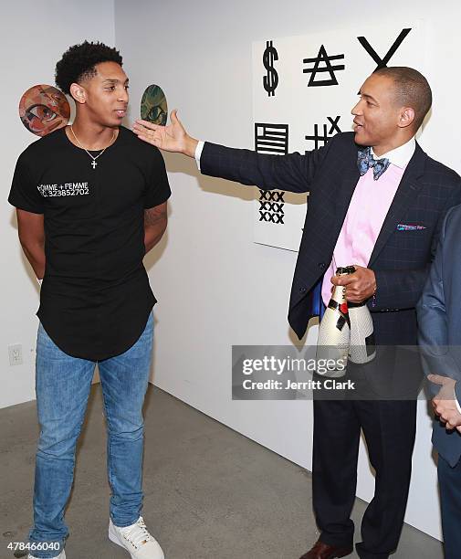 Dentist Lee Gause, Founder of Smile Design Gallery and NBA Draft Prospect Cameron Payne attend Smile Design Gallery's 'The Art Of The Game" Pop Up...