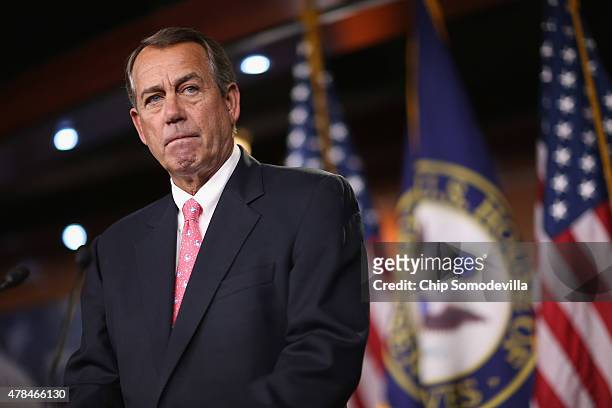 Speaker of the House John Boehner holds his weekly news conference at the U.S. Capitol June 25, 2015 in Washington, DC. Boehner said that if the...