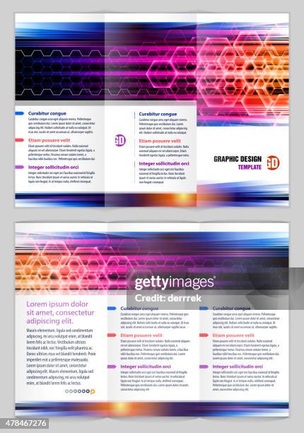 leaflet. template design - hexagon pattern building stock illustrations
