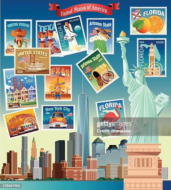 usa poster - brooklyn bridge view stock illustrations