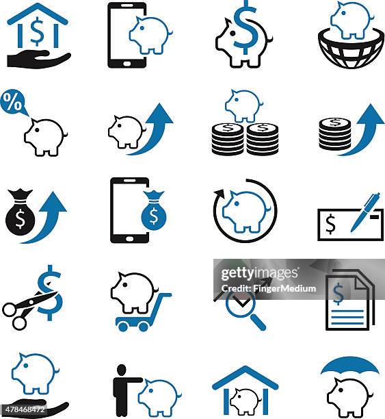 finance icon set,vector - low angle walking stock illustrations