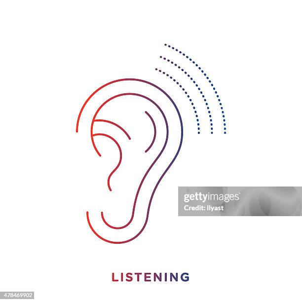 bildbanksillustrationer, clip art samt tecknat material och ikoner med line ear symbol - listening