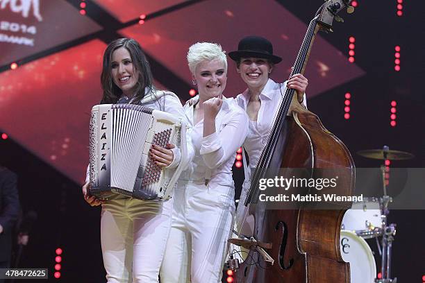 Elaiza perform during the TV Show 'Eurovision Song Contest - Unser Song fuer Daenemark 2014' at Lanxess Arena on March 13, 2014 in Cologne, Germany....