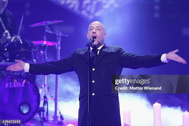 Unheilig perform during the TV Show 'Eurovision Song Contest - Unser Song fuer Daenemark 2014' at Lanxess Arena on March 13, 2014 in Cologne,...