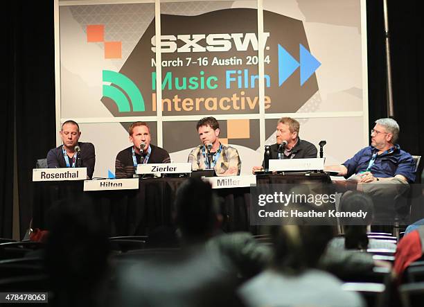 Jay Rosenthal of the National Music Publishers' Association, recording artist Eric Hilton of Thievery Corporation, David Zierler, President of...