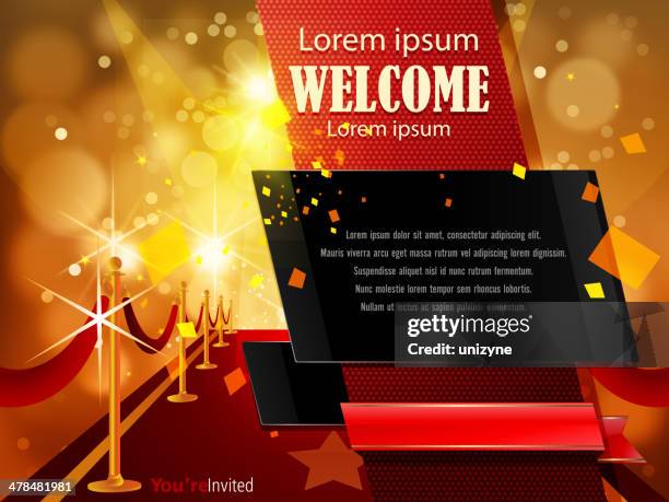 abstract red carpet background with copy space - red carpet event background stock illustrations