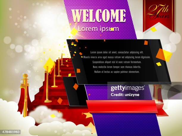 abstract red carpet background with copy space - walking motion blur stock illustrations