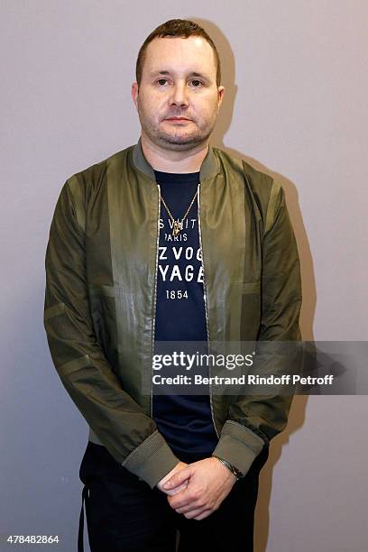 Fashion Designer Kim Jones poses Backstage after the Louis Vuitton Menswear Spring/Summer 2016 show as part of Paris Fashion Week on June 25, 2015 in...