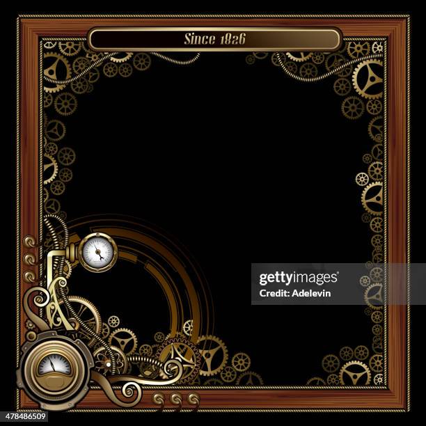 stockillustraties, clipart, cartoons en iconen met steampunk frame concept - steampunk