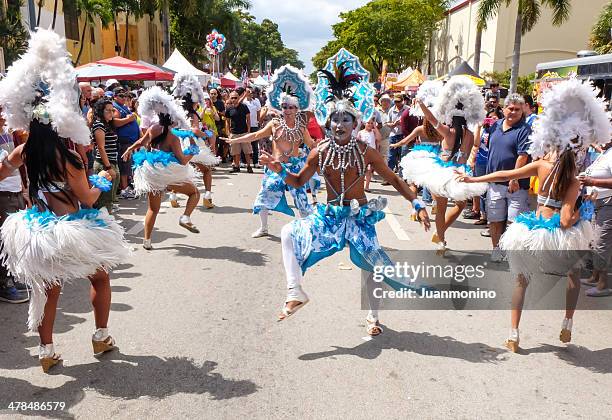 dancers at calle ocho festival - calle ocho carnival stock pictures, royalty-free photos & images