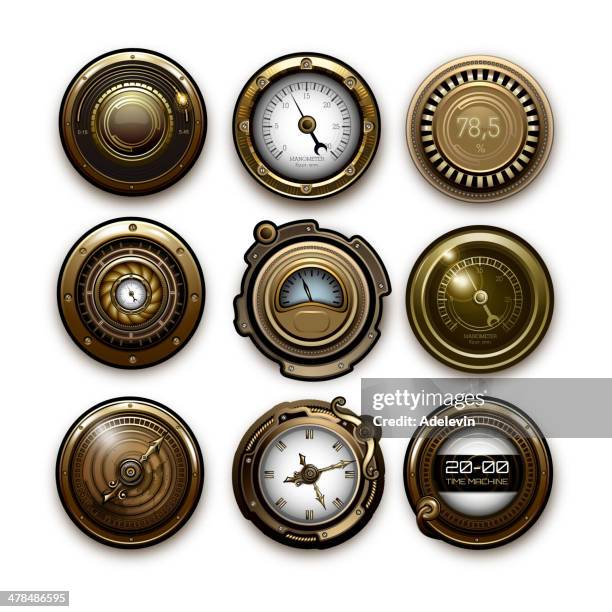 stockillustraties, clipart, cartoons en iconen met steampunk sensors - steampunk