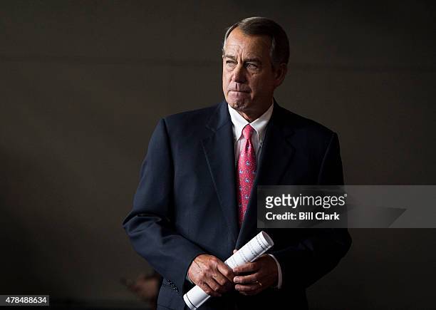 Speaker of the House John Boehner, R-Ohio, holds his weekly on-camera news conference in the Capitol on Thursday, June 25, 2015.