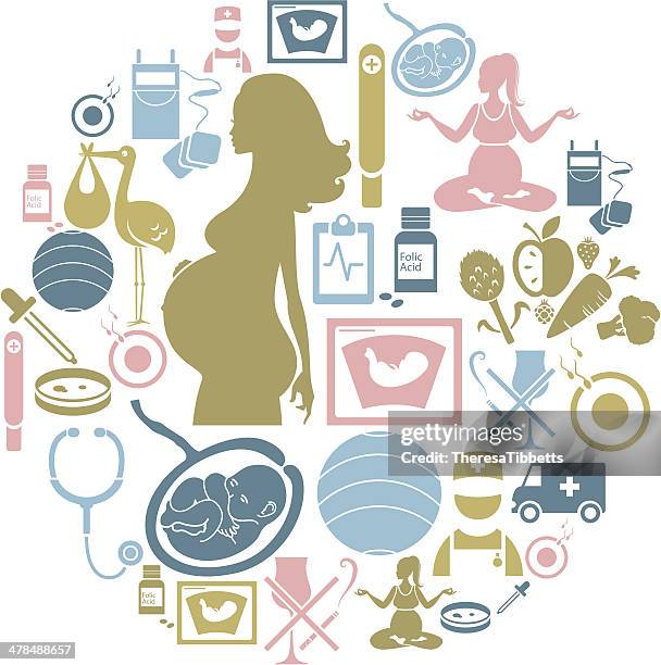 stockillustraties, clipart, cartoons en iconen met pregnancy icon set - exercise machine