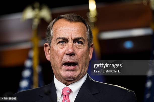 Speaker of the House John Boehner, R-Ohio, holds his weekly on-camera news conference in the Capitol on Thursday, June 25, 2015.