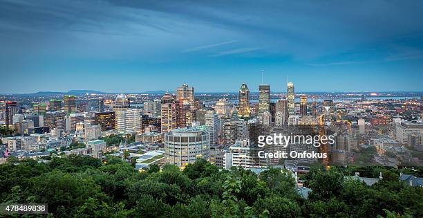 panoramic picture of montreal cityscape at sunset - montréal stock pictures, royalty-free photos & images
