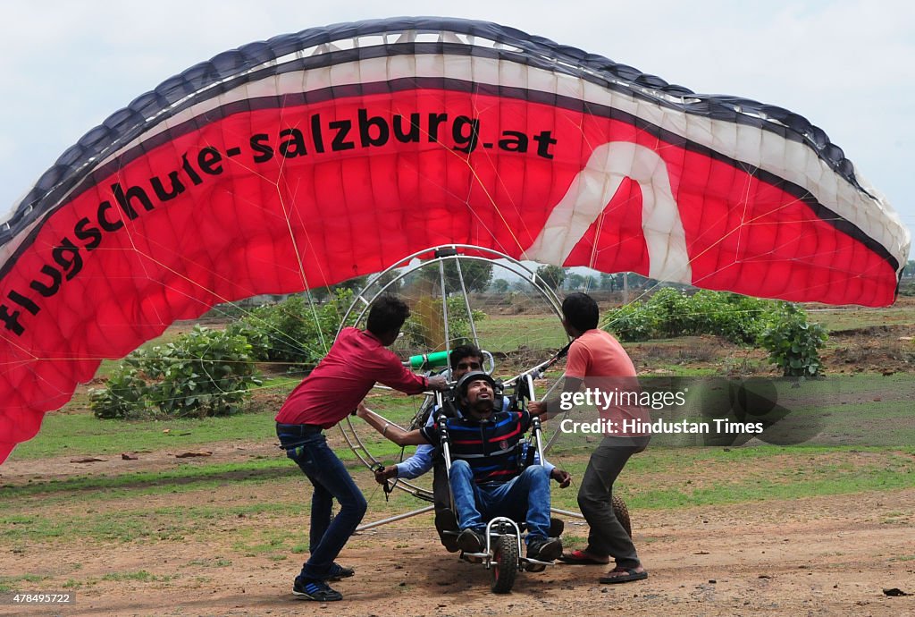 Youngest Paramotoring Pilot Ravi Kanabar At A Training Centre In Bhopal