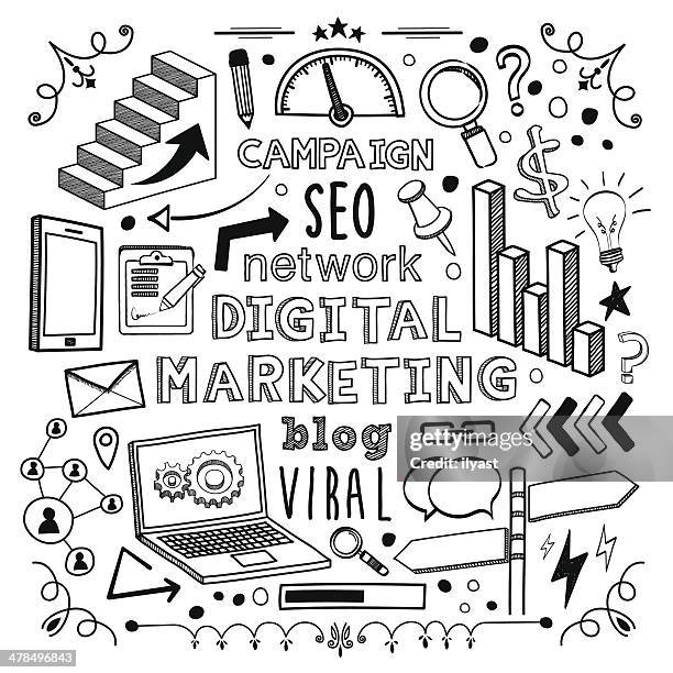 stockillustraties, clipart, cartoons en iconen met digital marketing - marketing digital